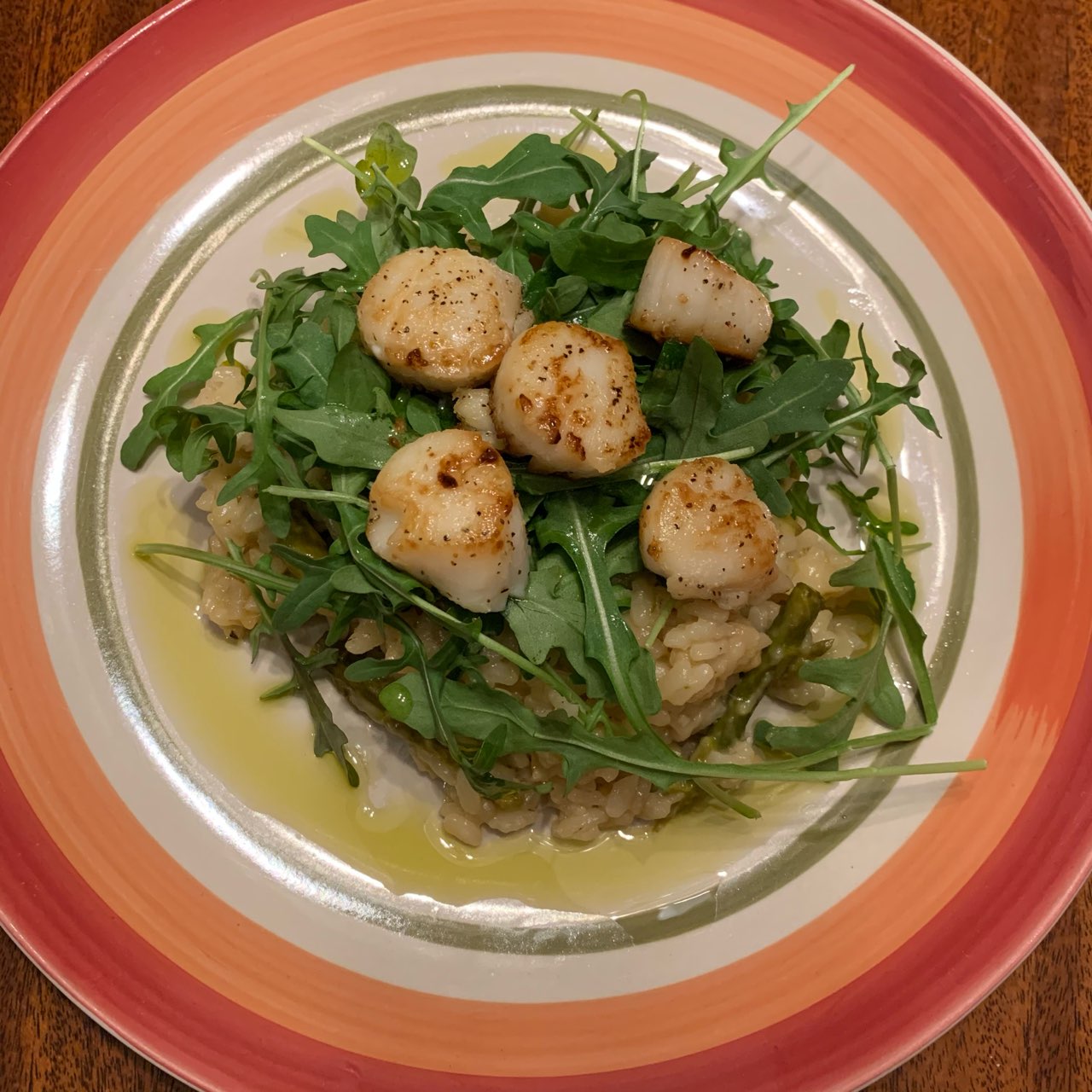 Scallops and lemon asparagus risotto Directions, calories, nutrition