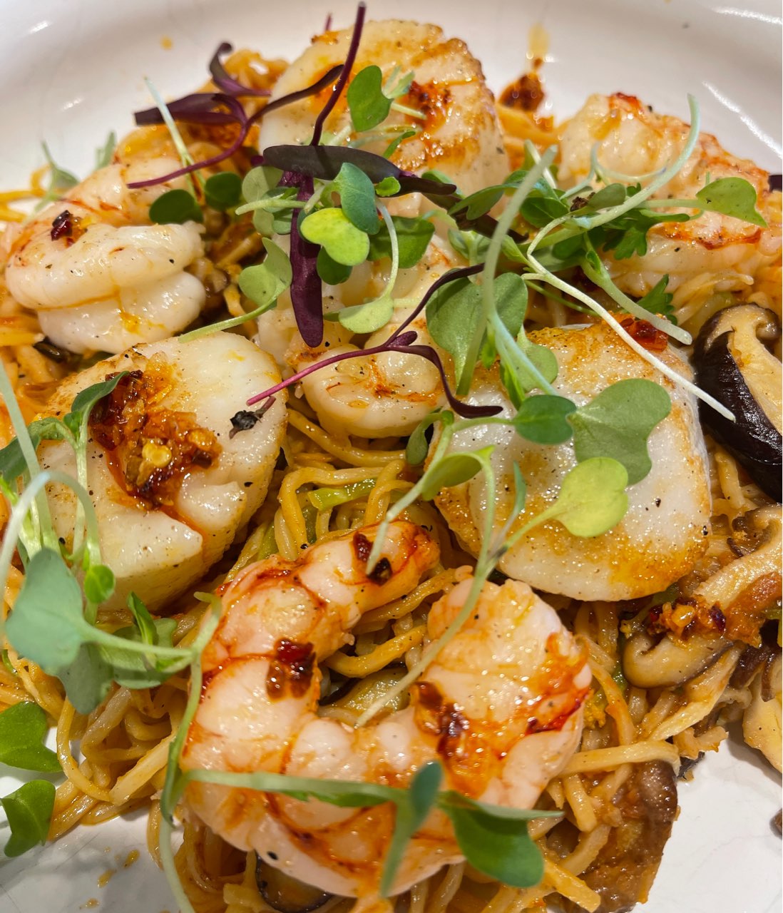 shrimp and scallops “pasta” Directions, calories, nutrition & more
