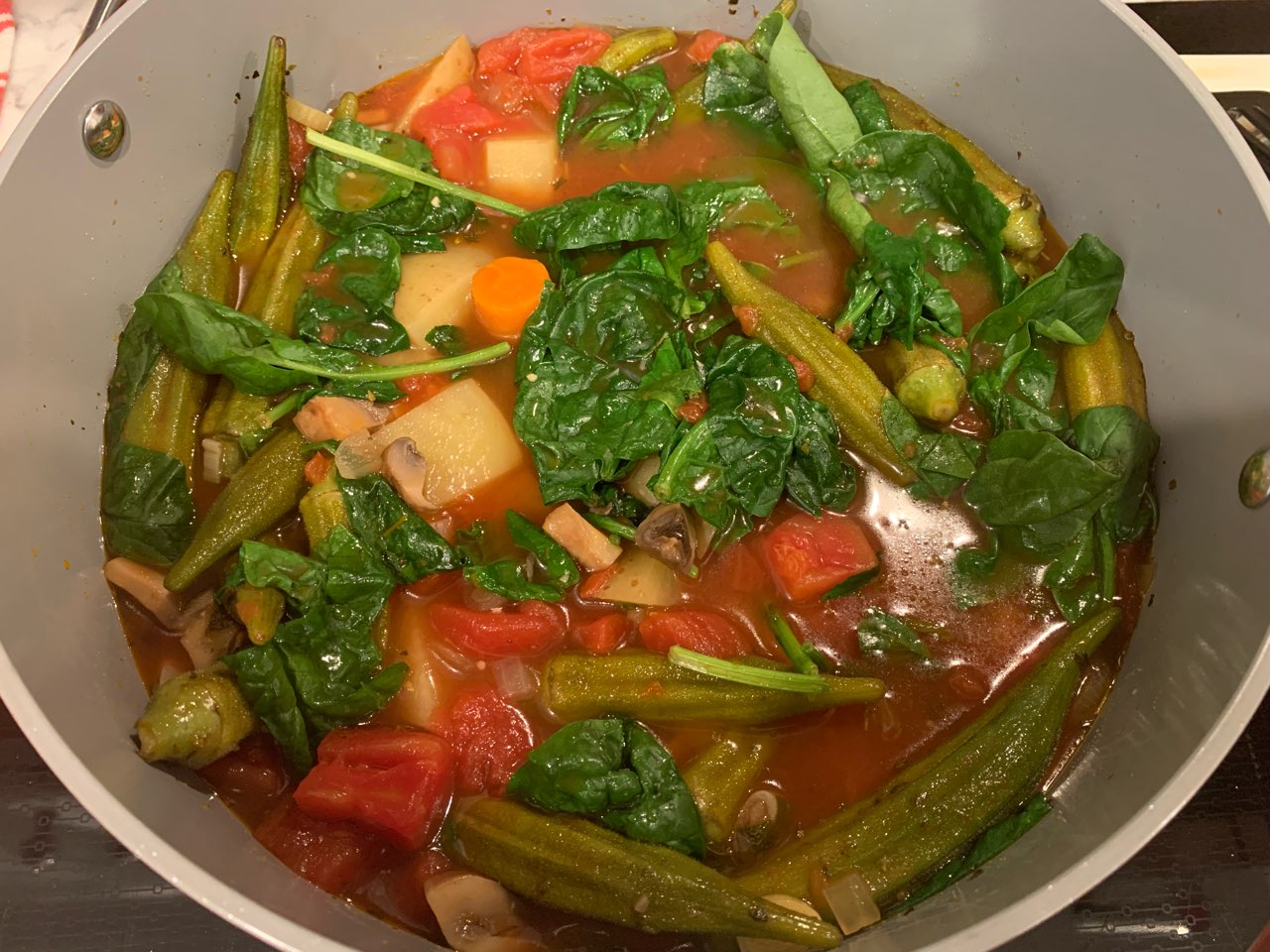Okra Potato Stew (Vegan) Directions, calories, nutrition & more