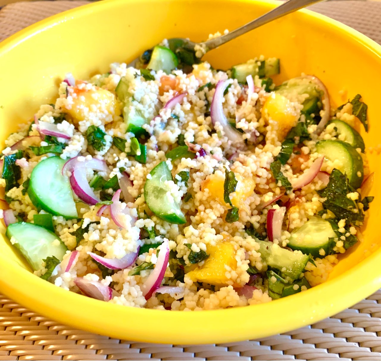 Herby Grilled Peach Couscous Directions, calories, nutrition & more Fooducate