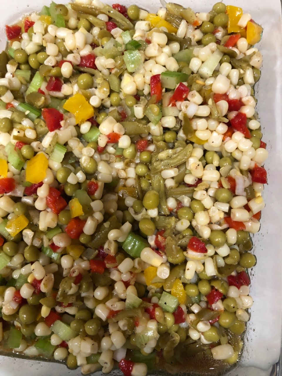 shoe peg corn, pea, green bean salad Directions, calories, nutrition