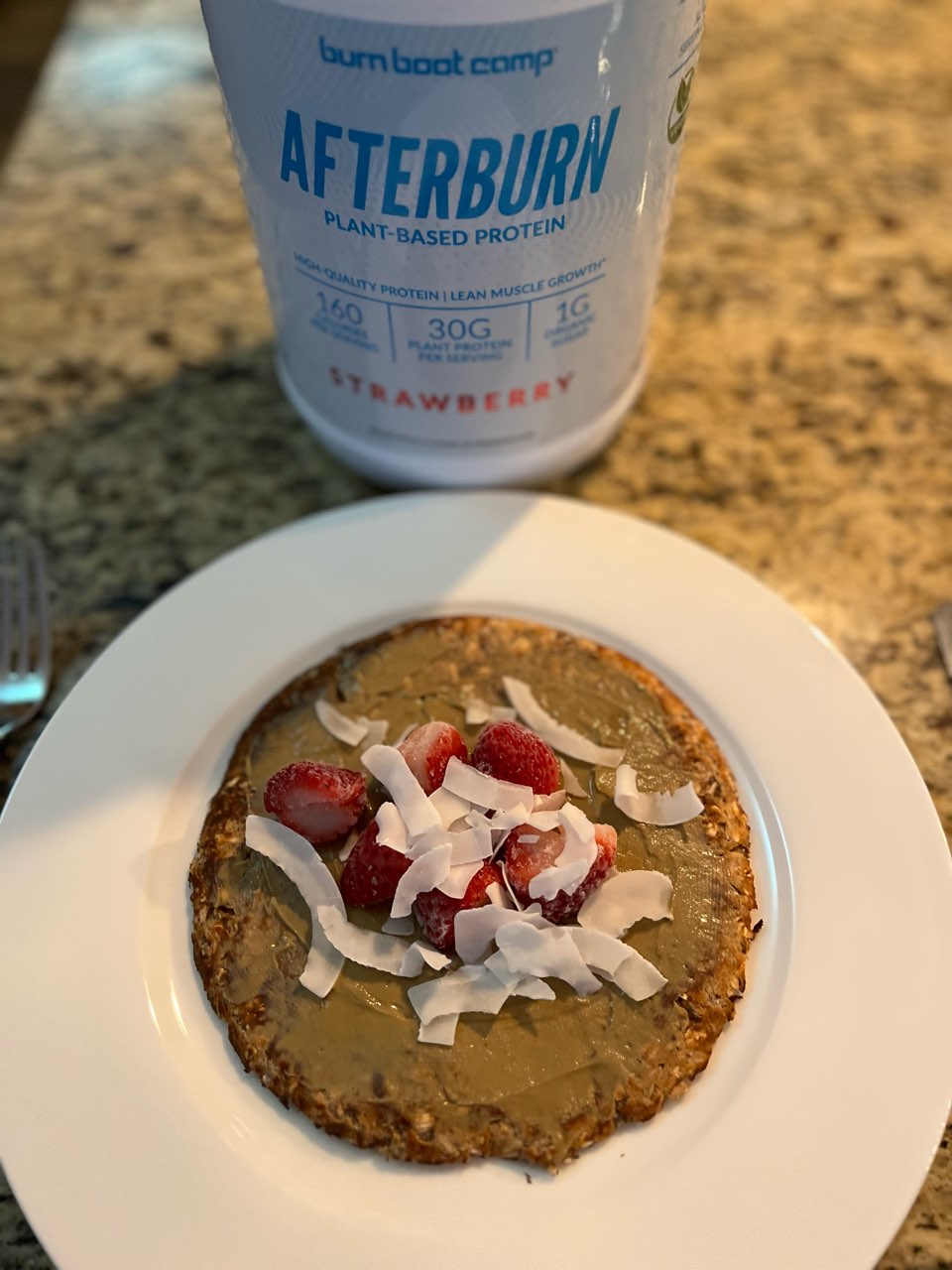 Protein strawberry pancake Directions, calories, nutrition & more