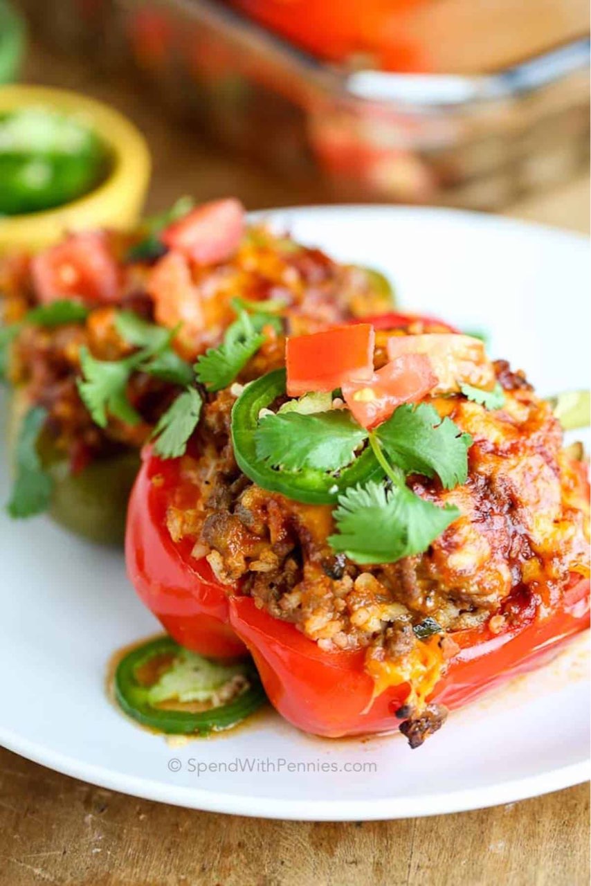 Tex Mex Taco Stuffed Peppers Directions, calories, nutrition & more