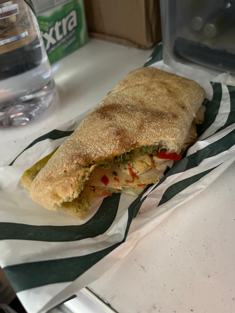 Starbucks Turkey, provolone and pesto sandwich Directions, calories
