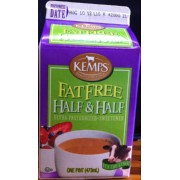 Kemps Fat Free Half Half Milk Calories Nutrition Analysis