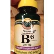 Spring Valley Dietary Supplement Tablets, Vitamin B6: Calories ...