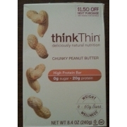 Think Thin Chunky Peanut Butter Nutrition Bar: Calories, Nutrition ...