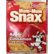 Hot-Kid Mum Mum Snax, Apple Cinnamon, Rice Crackers: Calories ...