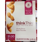Think Thin High Protein Bars, Chunky Peanut, Butter Chocolate: Calories ...