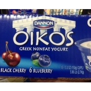 Dannon Oikos Greek Nonfat Yogurt, Black Cherry, Blueberry, Variety Pack ...