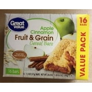 Great Value Cereal Bars, Apple Cinnamon Fruit And Grain: Calories ...