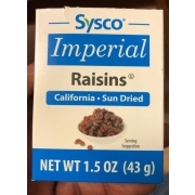 Sysco Raisins, Imperial, California, Sun Dried: Calories, Nutrition ...