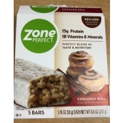 zone perfect cinnamon roll protein bars