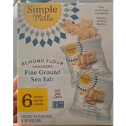 Simple Mills Almond Flour Crackers, Fine Ground Sea Salt: Calories ...