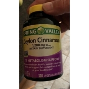 Spring Valley Dietary Supplement Ceylon Cinnamon Calories Nutrition Analysis More Fooducate